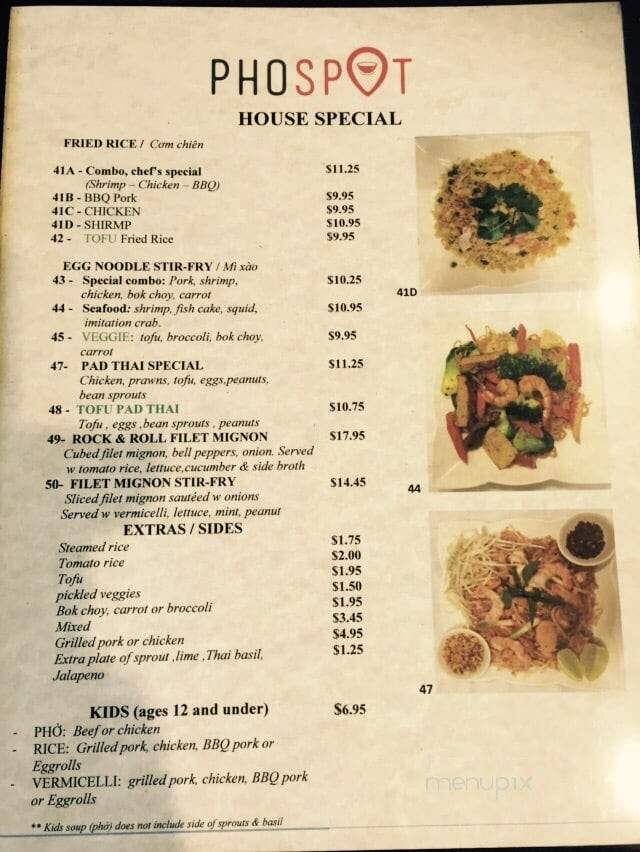 Pho Spot - Sunnyvale, CA menu_pic