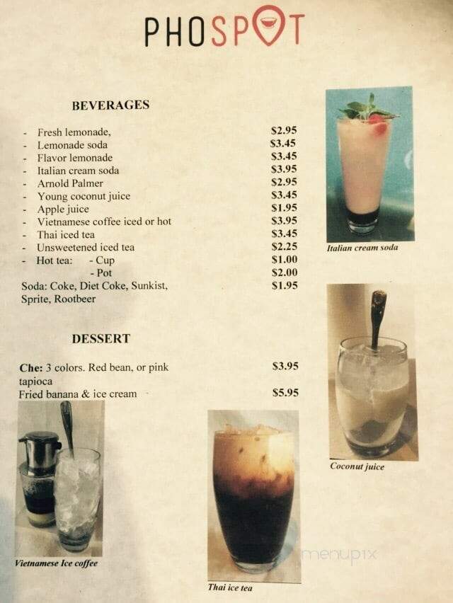 Pho Spot - Sunnyvale, CA menu_pic