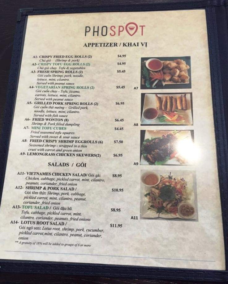 Pho Spot - Sunnyvale, CA menu_pic