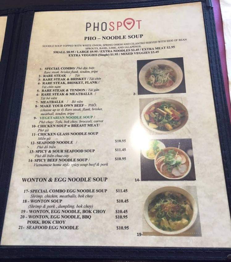 Pho Spot - Sunnyvale, CA menu_pic