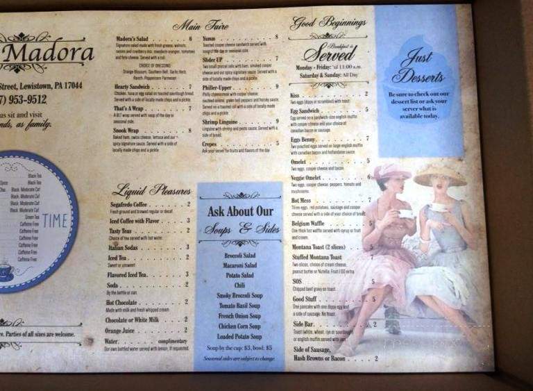 Cafe Madora - Lewistown, PA menu_pic