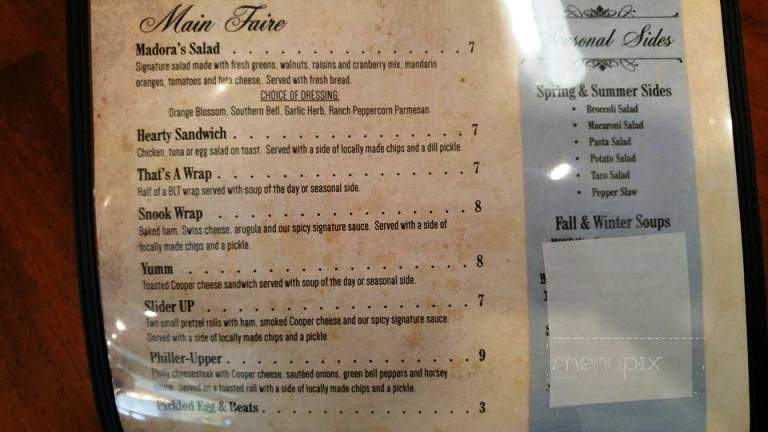 Cafe Madora - Lewistown, PA menu_pic