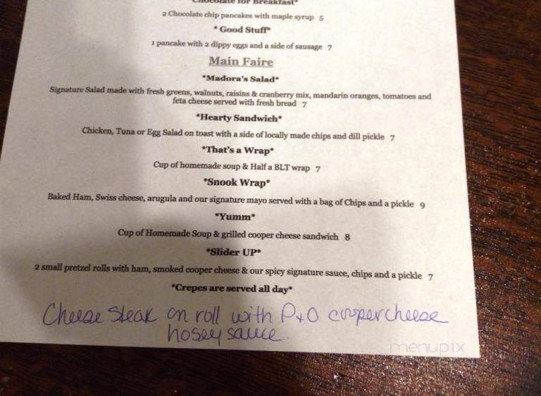 Cafe Madora - Lewistown, PA menu_pic