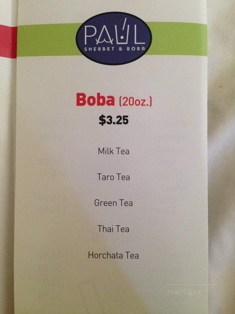 Paul's Sherbet and Boba - Los Angeles, CA menu_pic
