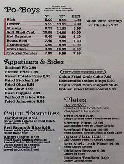 Rajun Cajun's - Columbia, MS menu_pic