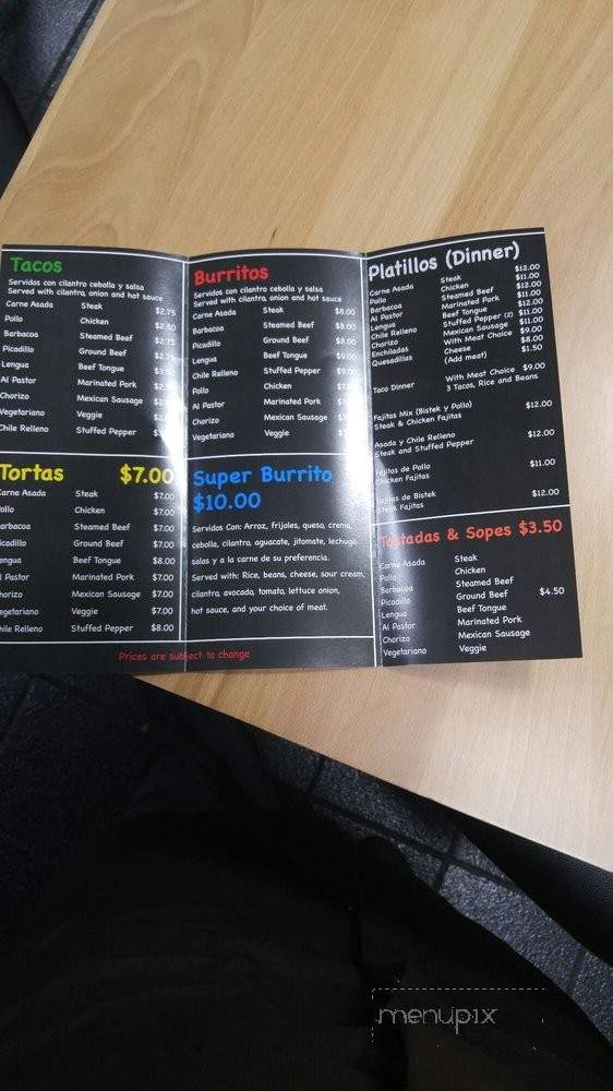 Simon's Tacos - Chicago, IL menu_pic