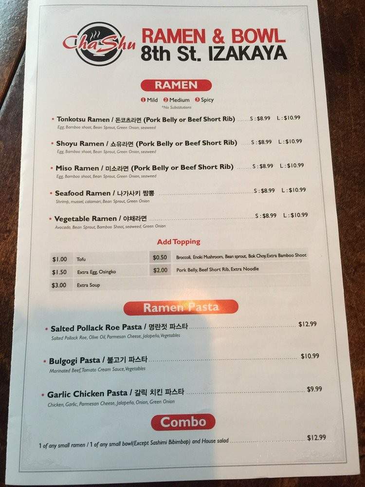 Chashu Ramen & Bowl - Los Angeles, CA menu_pic