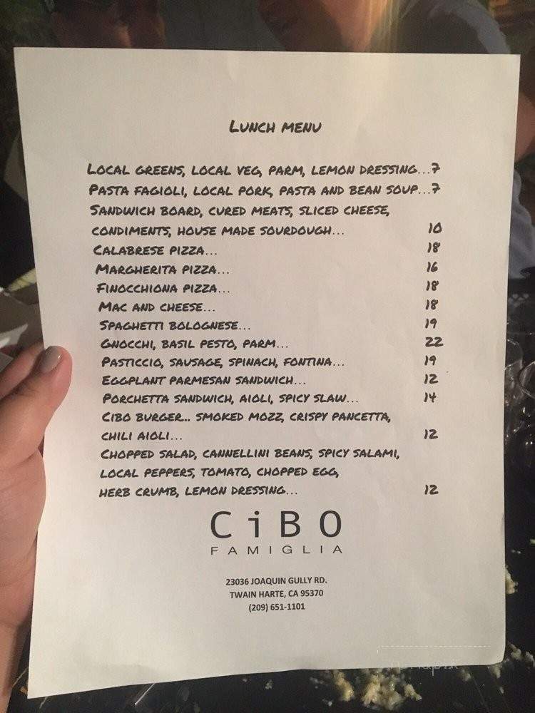 /28887667/CiBO-Famiglia-Menu-Twain-Harte-CA - Twain Harte, CA