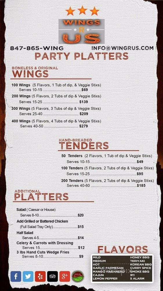 Wings R US - Morton Grove, IL menu_pic