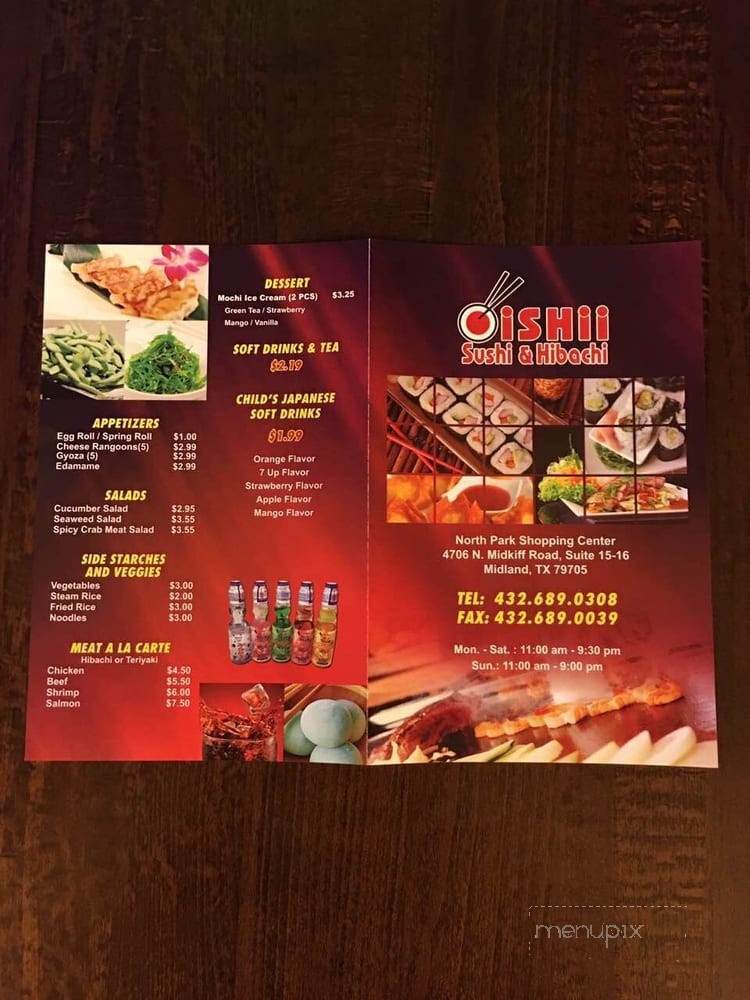 Oishii Sushi & Hibachi - Midland, TX menu_pic