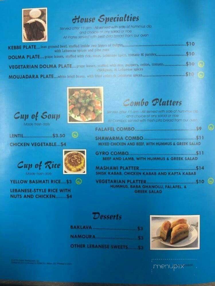 Cedar Mediterranean Restaurant - Rochester, NY menu_pic