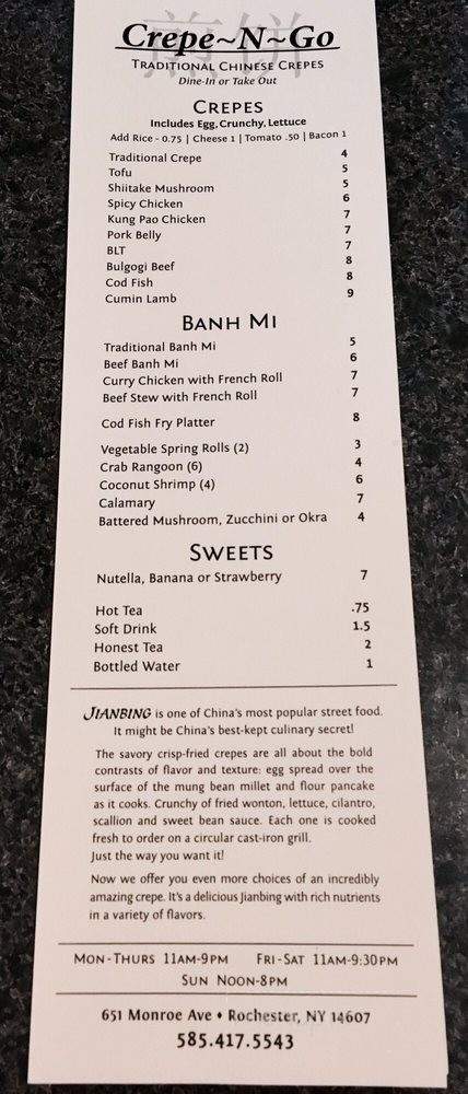 Crepe N'Go - Rochester, NY menu_pic