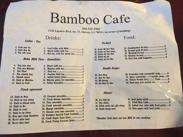 Bamboo Cafe - Harvey, LA menu_pic
