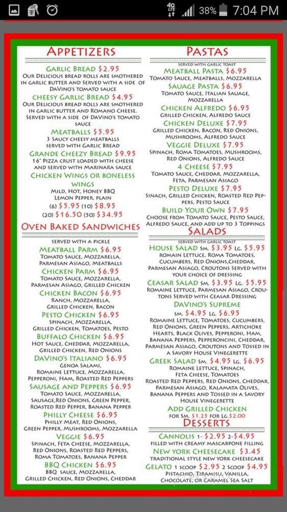 Davinos - Columbus, GA menu_pic