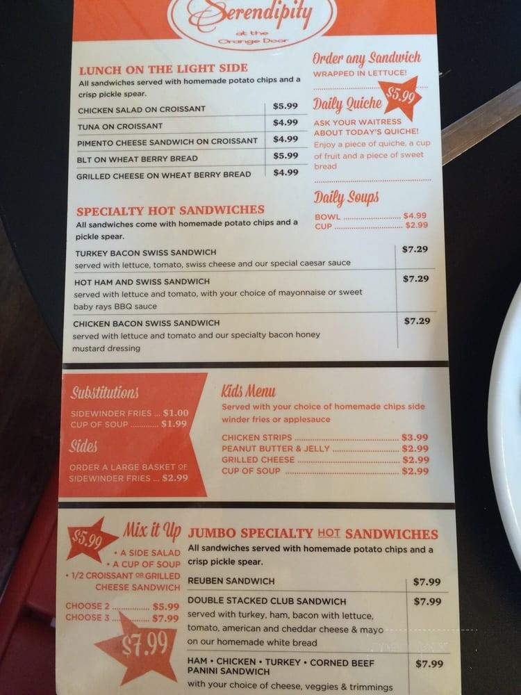 Serendipity At The Orange Door - Somerset, KY menu_pic