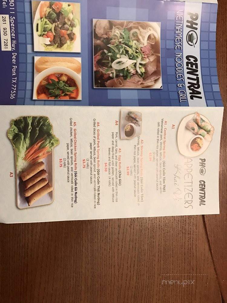 Pho Central - Deer Park, TX menu_pic