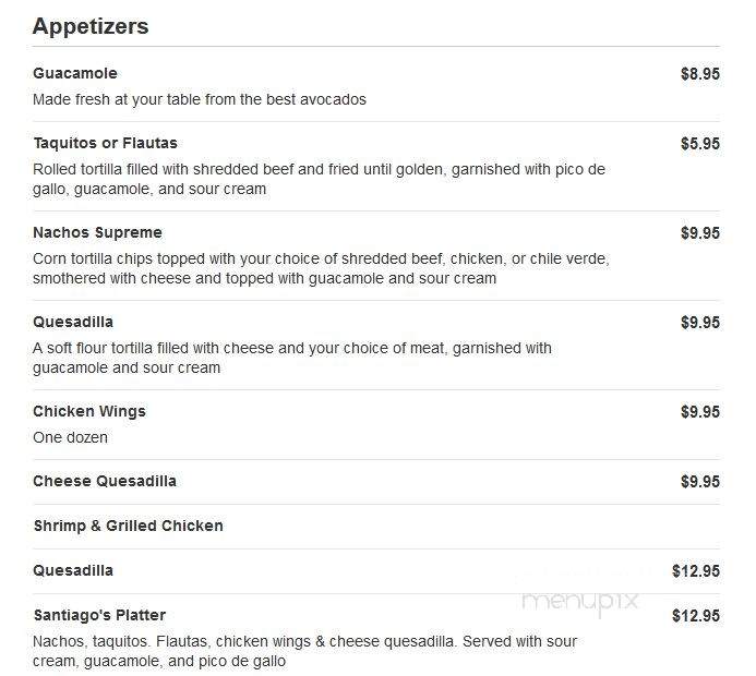 Santiago's Grill & Seafood - Bakersfield, CA menu_pic