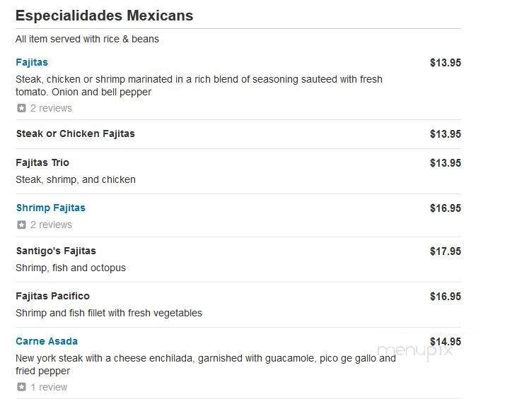 Santiago's Grill & Seafood - Bakersfield, CA menu_pic