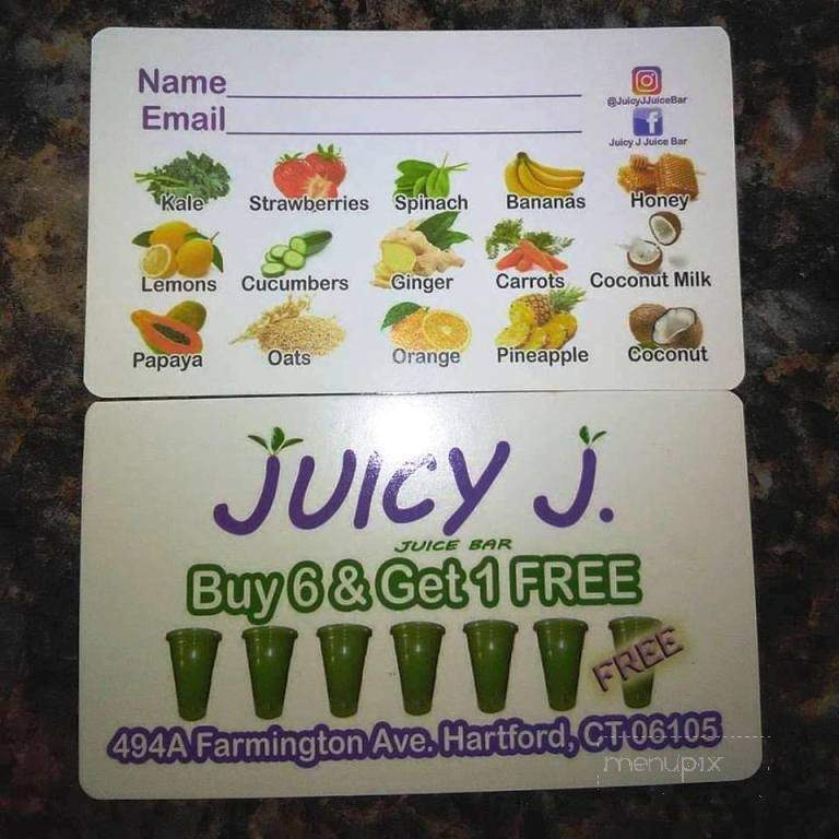 Juicy J Juice Bar - Hartford, CT menu_pic