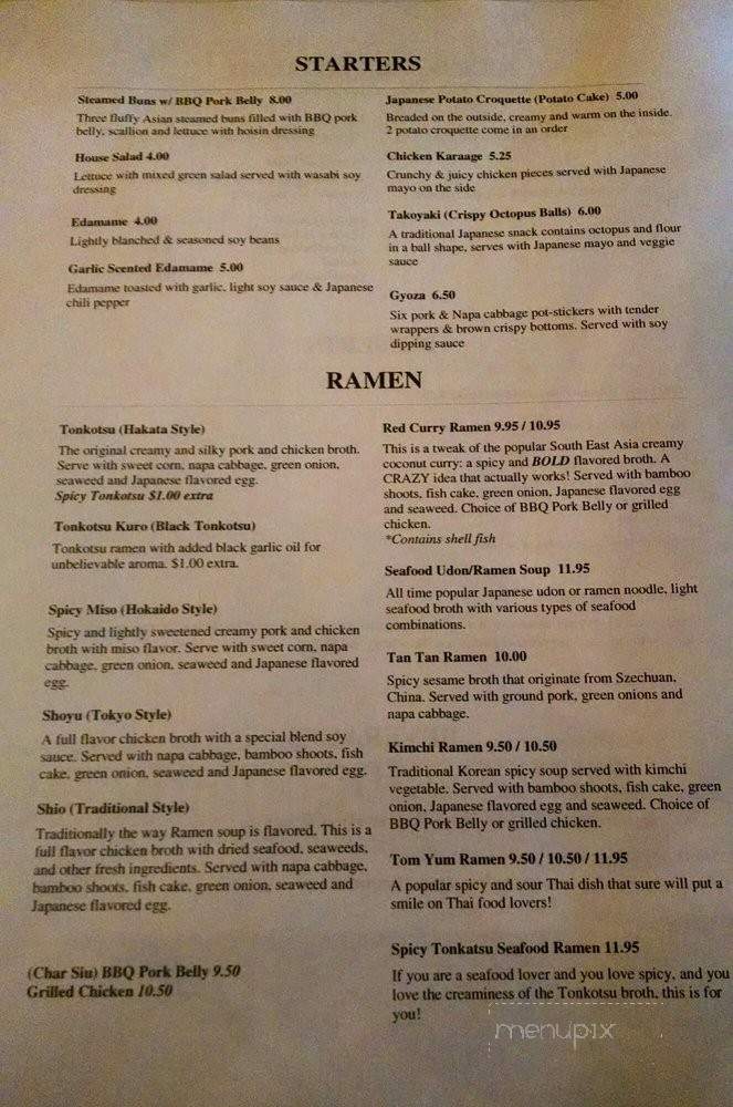 Ichiro Ramen Shop - Dallas, TX menu_pic