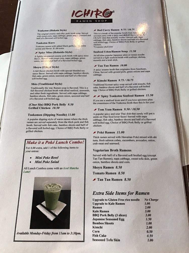 Ichiro Ramen Shop - Dallas, TX menu_pic