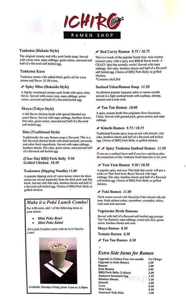 Ichiro Ramen Shop - Dallas, TX menu_pic