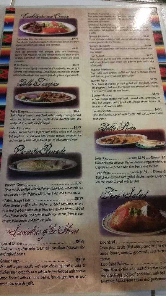 Tio's Mexican Restaurant - Conway, AR menu_pic