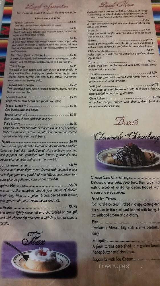 Tio's Mexican Restaurant - Conway, AR menu_pic