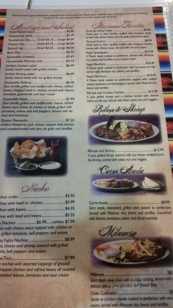 Tio's Mexican Restaurant - Conway, AR menu_pic