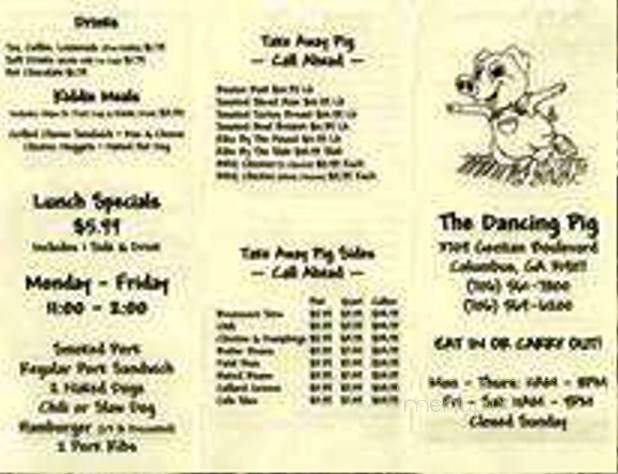 The Dancing Pig Barbeque - Columbus, GA menu_pic