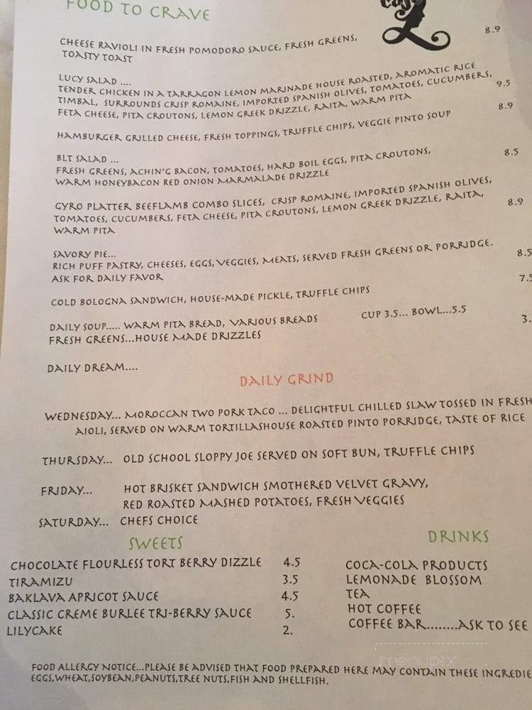 Cafe L - Ozark, MO menu_pic