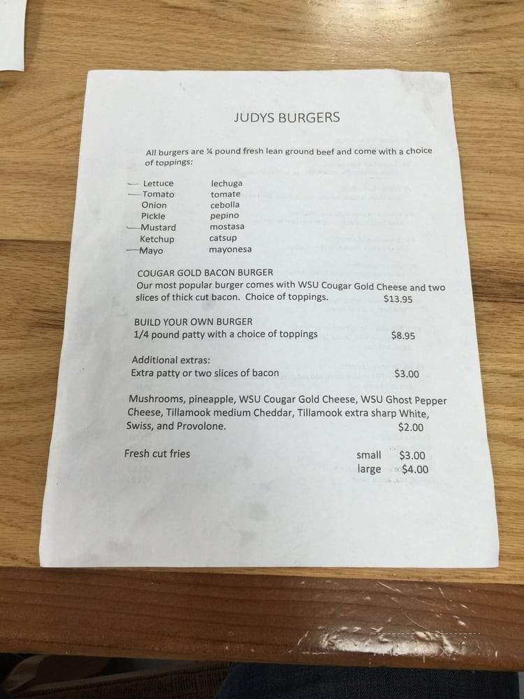 Judy's - Royal City, WA menu_pic