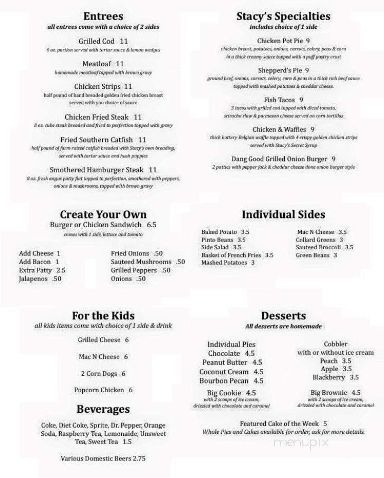 Stacy's Place - Guthrie, OK menu_pic