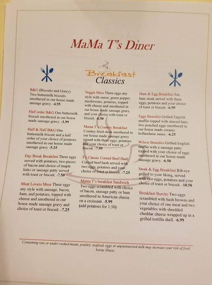Mama T's Diner - La Porte, IN menu_pic