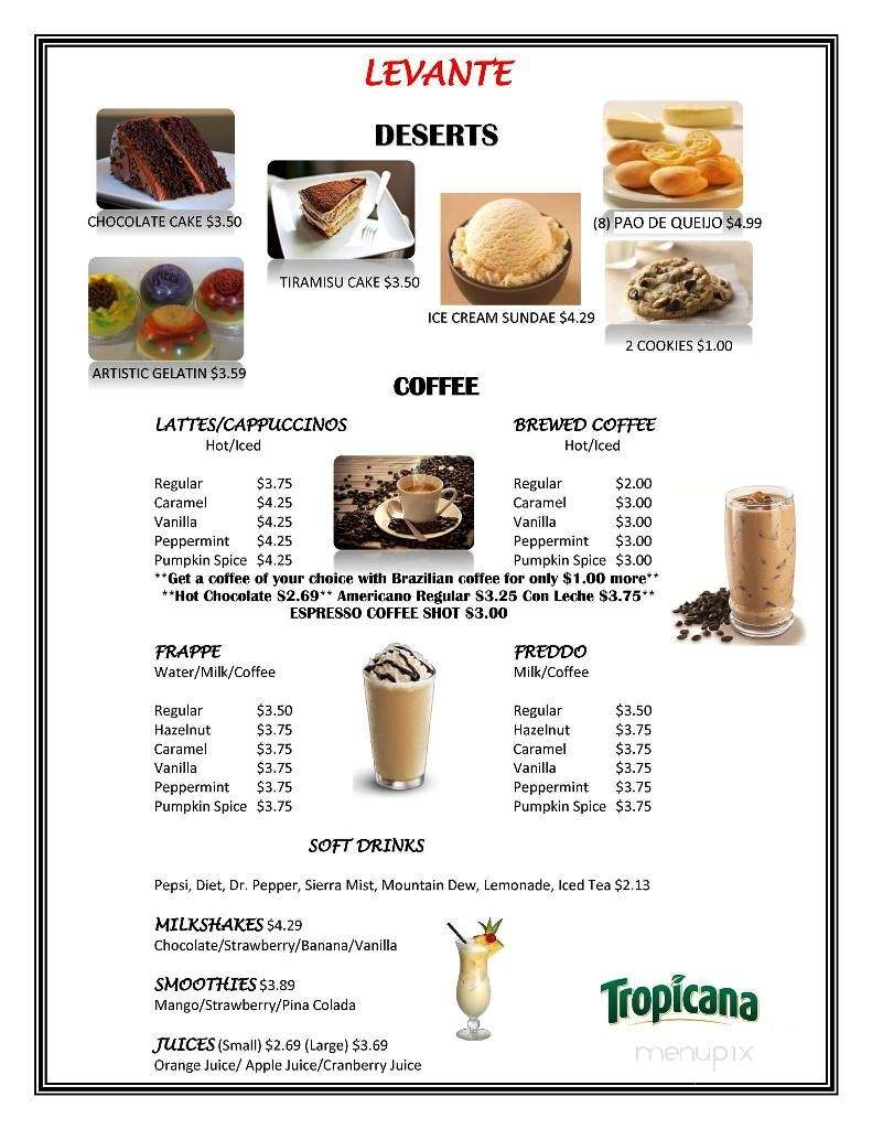 Levante Cafe and Pastries - Schererville, IN menu_pic