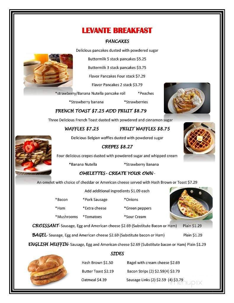 Levante Cafe and Pastries - Schererville, IN menu_pic