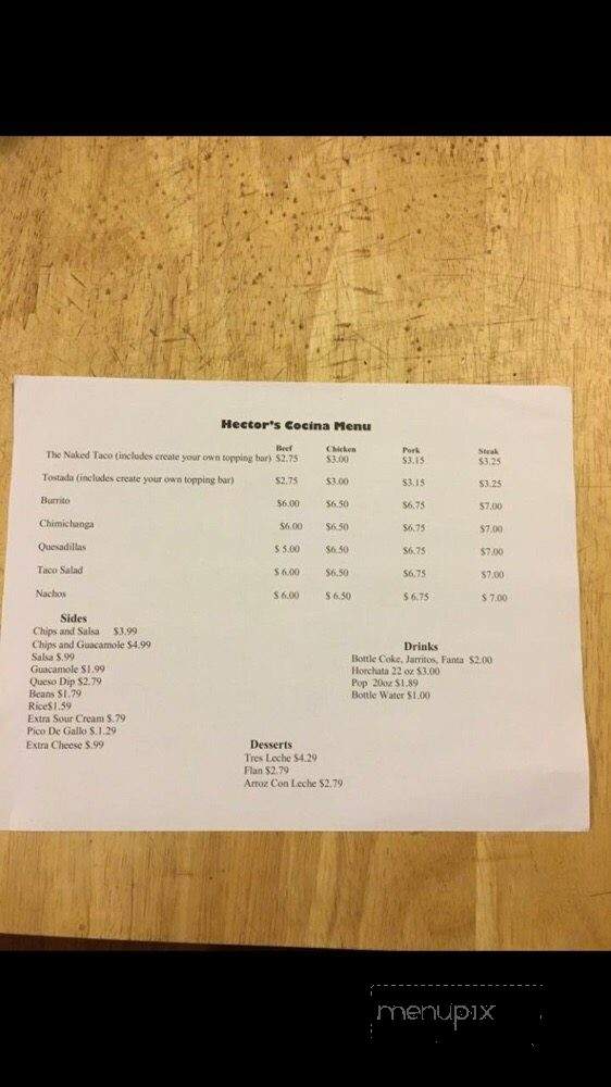 Hector's Cocina - Oregon, IL menu_pic