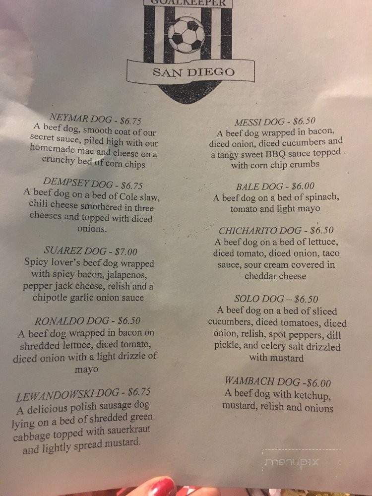 Goalkeeper Restaurant Bar - San Diego, CA menu_pic