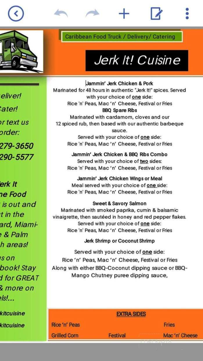 Jerk It Cuisine - Coconut Creek, FL menu_pic