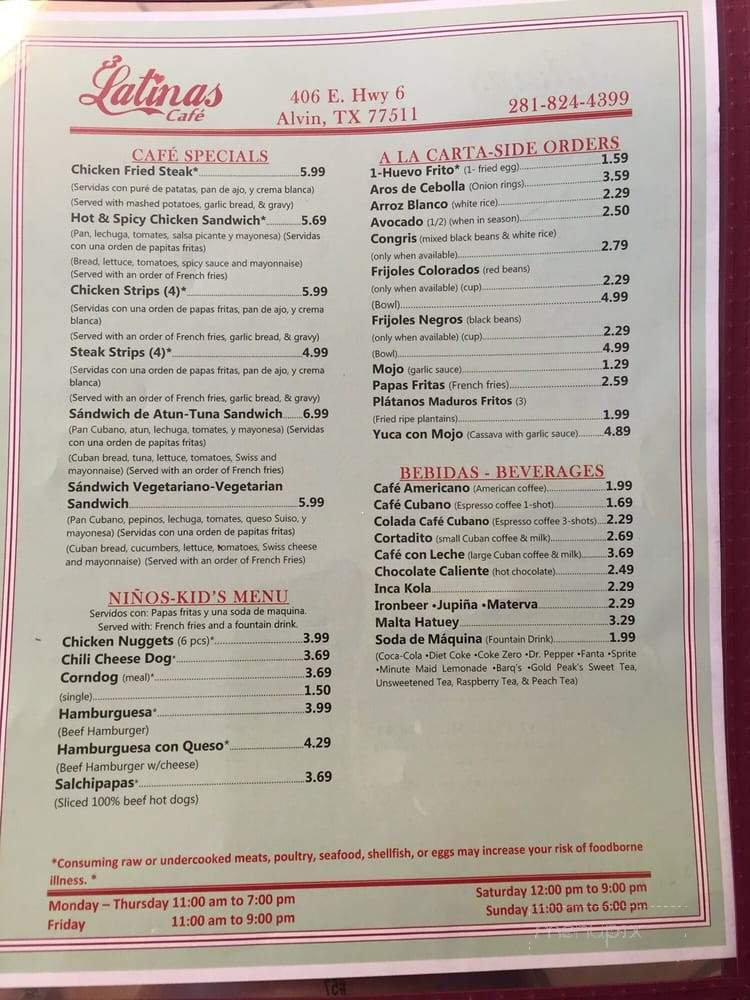 3 Latinas Cafe - Alvin, TX menu_pic
