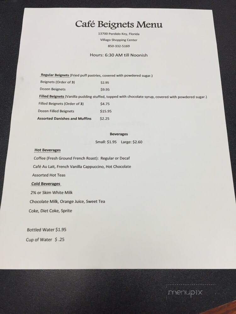 Cafe Beignets - Pensacola, FL menu_pic