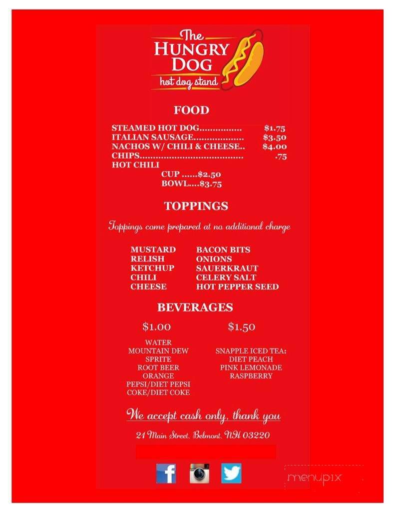 The Hungry Dog - Belmont, NH menu_pic