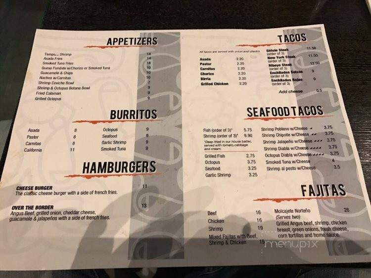 Serrano's Street Tacos & Bar - San Diego, CA menu_pic
