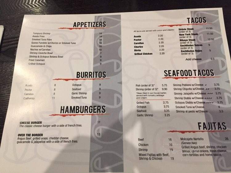 Serrano's Street Tacos & Bar - San Diego, CA menu_pic