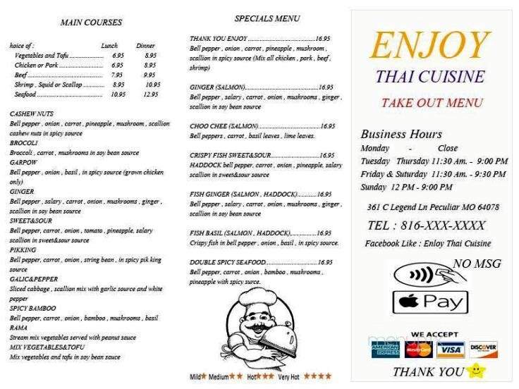 Enjoy Thai Cuisine - Peculiar, MO menu_pic