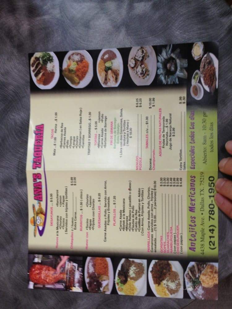 Ana's Taquer - Dallas, TX menu_pic