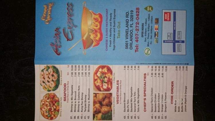 Asian Express - Orlando, FL menu_pic