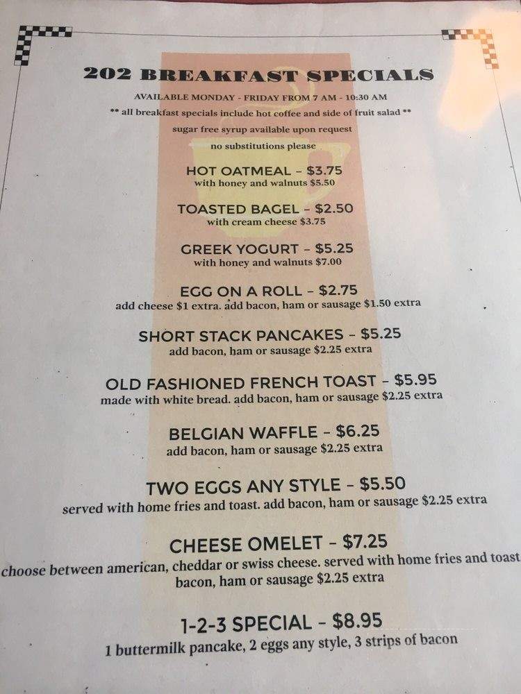 202 Diner - Cortlandt, NY menu_pic