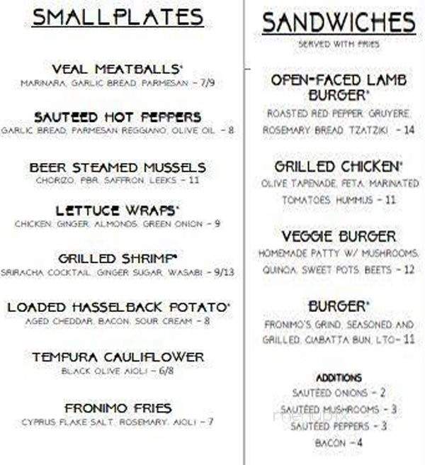 Fronimo's Downtown - Canton, OH menu_pic