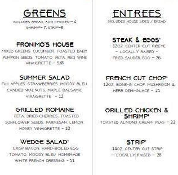 Fronimo's Downtown - Canton, OH menu_pic